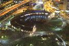 The John Street Roundhouse & Park, lit up on an autumn night in 2009.  (Photo © Norm Betts)